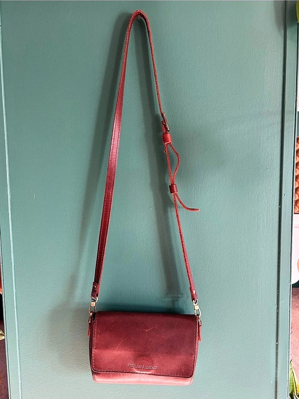 Portland Leather Goods Metro Mini Crossbody Leather Crossbody in Cognac